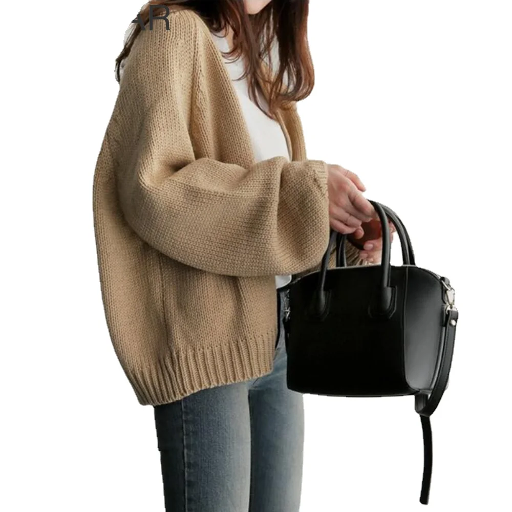 

Autumn 2023Korea Style Lazy Loose Short Knitted Cardigan Woomen Sweater Coat Long Sleeve Tops