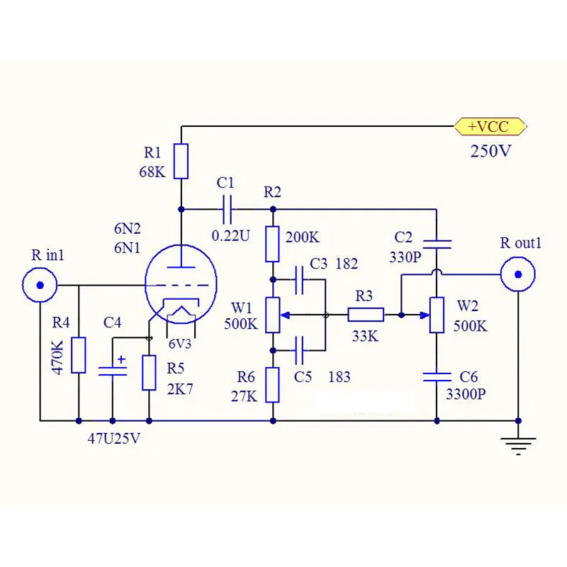 Placa de tono de tubo 6n 1/6n2, potenciómetro de 500K, atenuación activa, placa de tono, amplificador de tubo Hifi, preamplificador de Audio