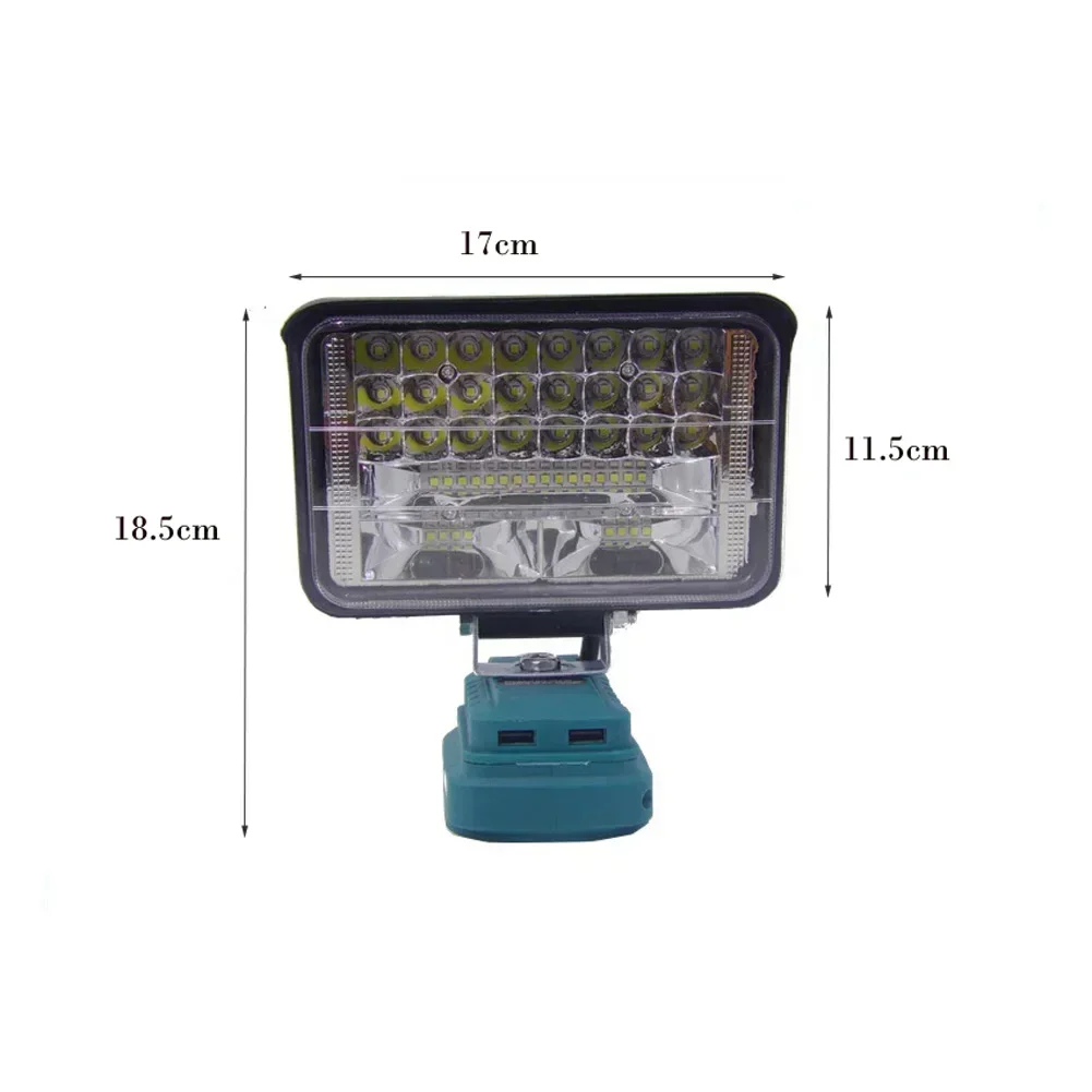 مصباح LED لاسلكي سهل الاستخدام متوافق مع موديلات بطارية 18 فولت يتميز بمنفذين شحن USB مريحين