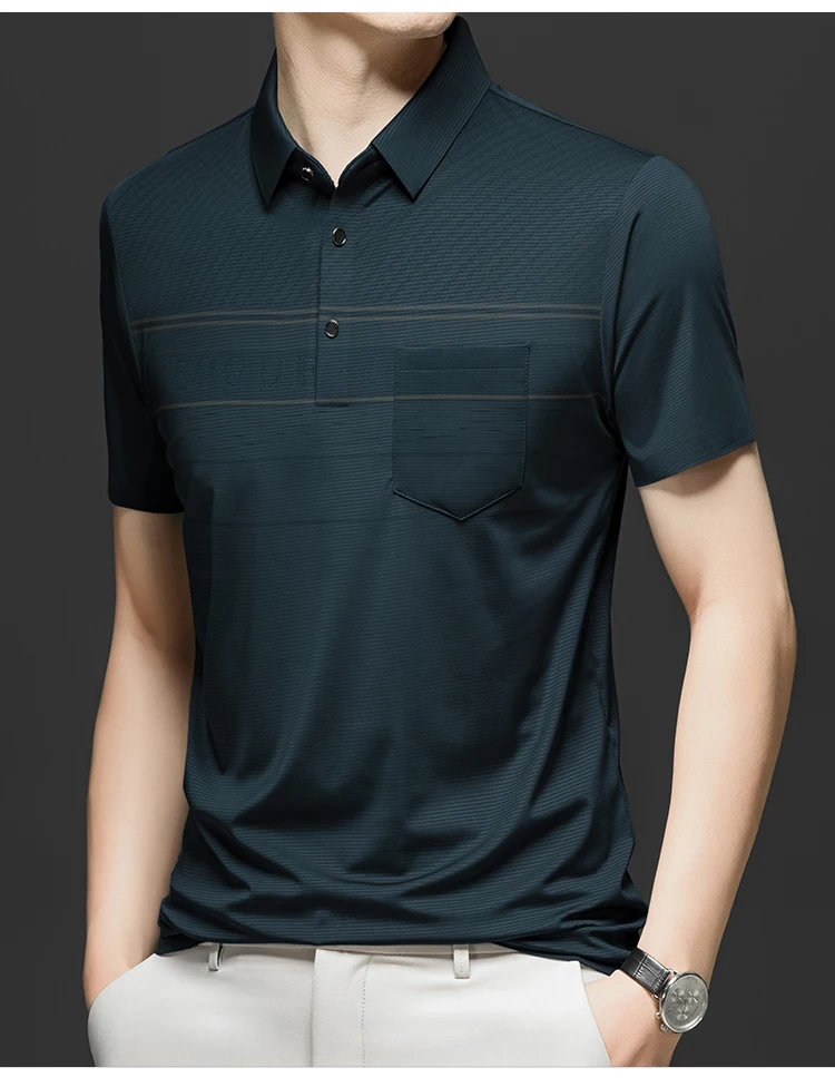 

Middle-aged and Elderly Men's Short-sleeved Casual Business Loose Comfortable Skin-friendly Breathable POLO Shirt