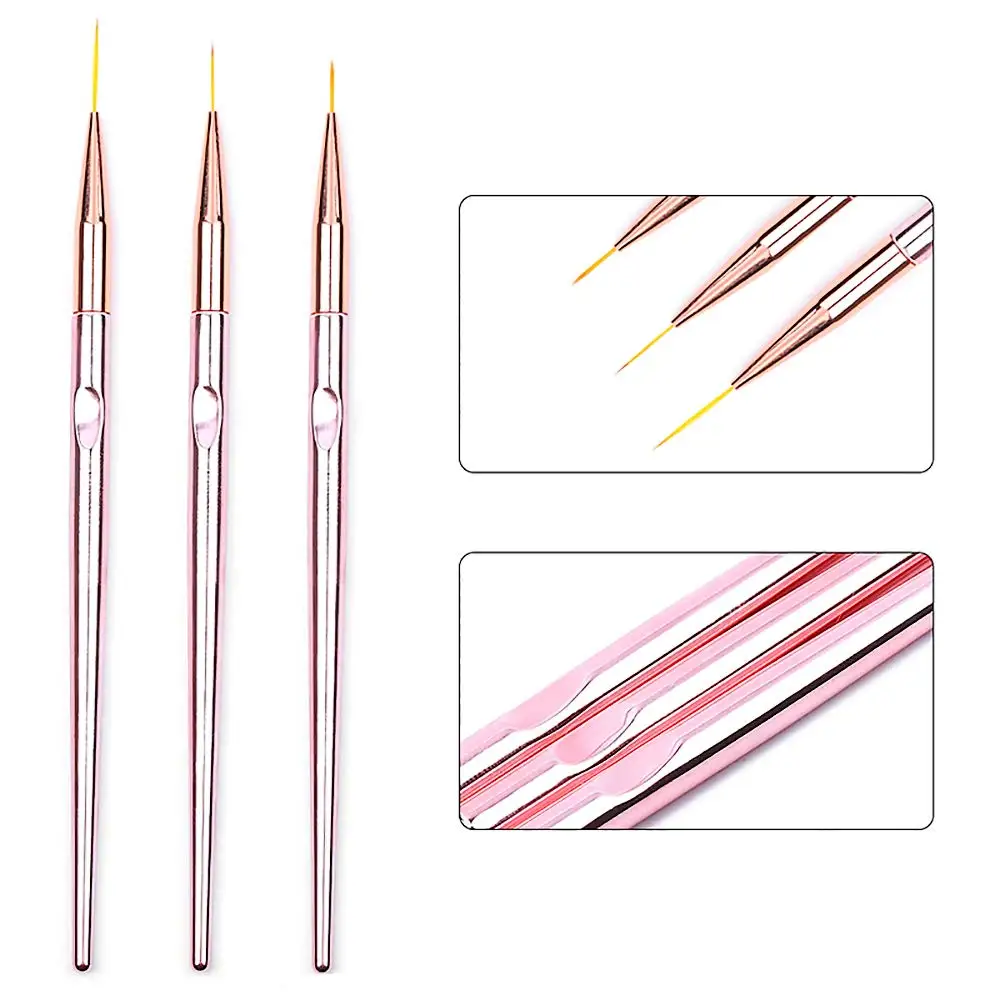 YIKOOLIN 3 pezzi set di pennelli per nail art strisce francesi punte 3D fodera manicure pittura penna strumenti di disegno per accessori per unghie