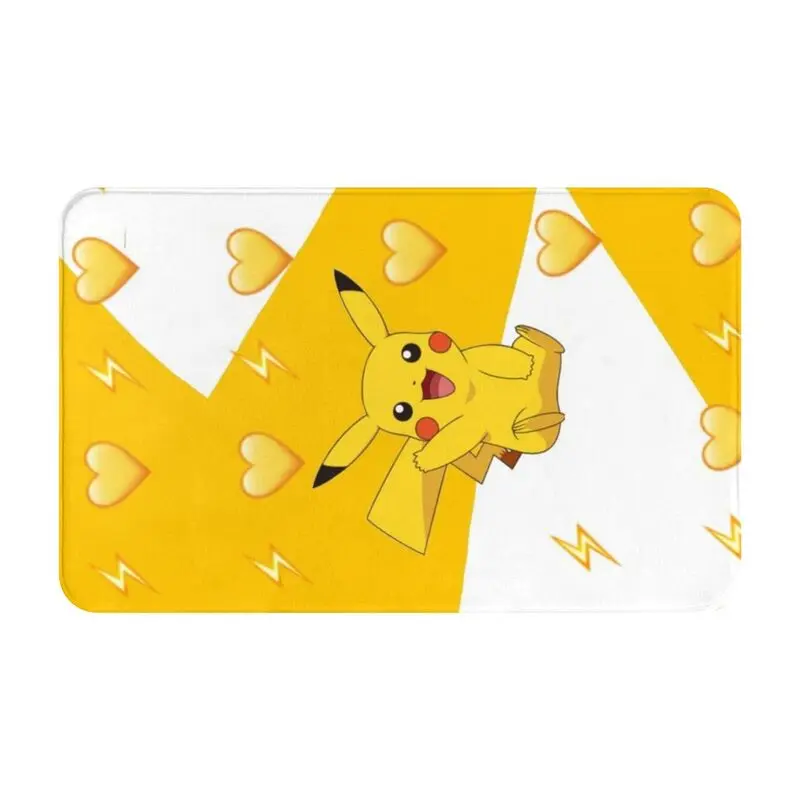 Custom Cartoon Animation Pokemon Pikachu Doormat Non-Slip Bathroom Kitchen Floor Door Mat Bedroom Balcony Rug Carpet Footpad