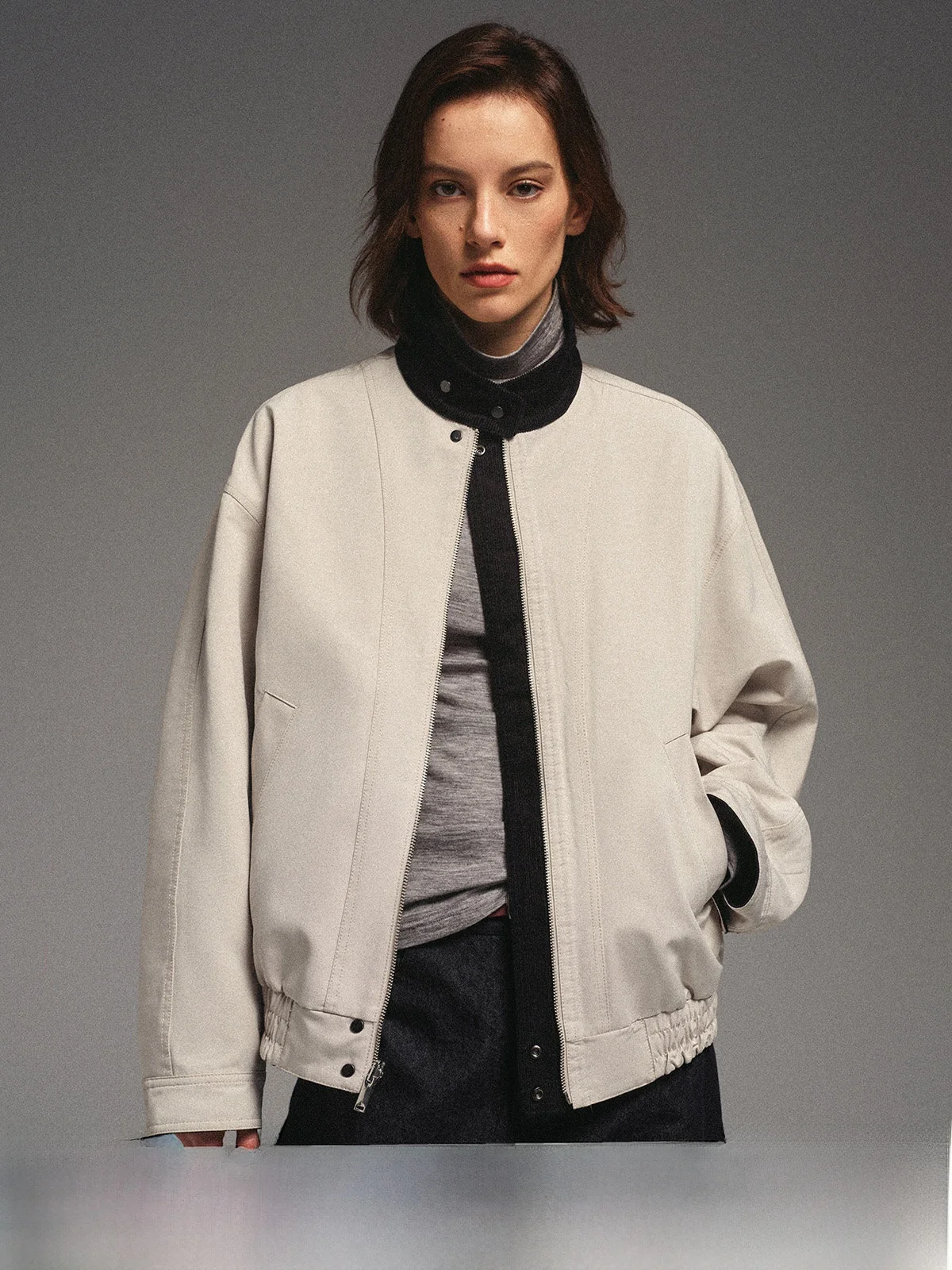 

Double-Sided Wear Corduroy Jaet with Stand Collar by FLOWERSAYS Vintage Sle Health-conscious Loose Fit ort Outerwear