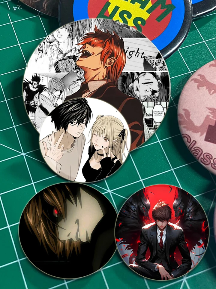Pins de Esmalte Redondos de Anime Death Note 32/44/58mm Feitos à