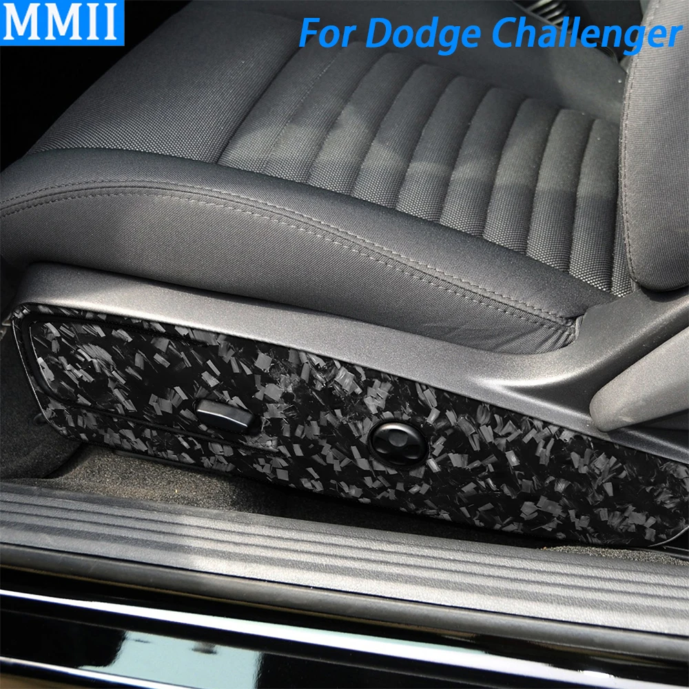 

For Dodge Challenger 2015-2022 Forged Carbon Fiber Seat Adjustment Control Panel Trim Cover Car Interior Accessories Sticker