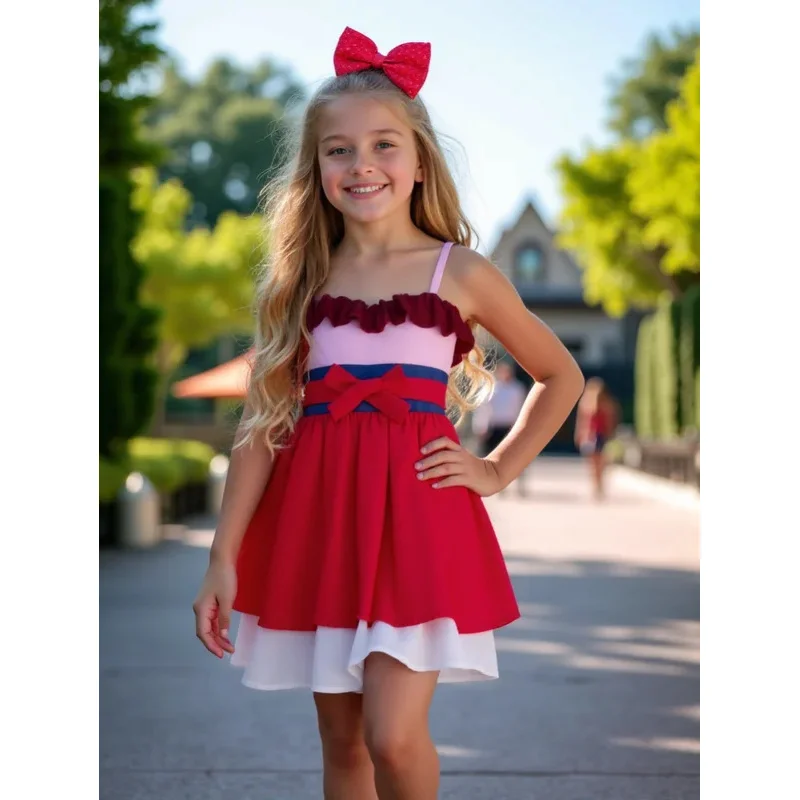 

XT8Sunmmer Girls Suspender Dress Sleeveless Casual Daily Vestidos Children Clothing Pajamas Sweet Girl Patchwork Princess DXT6@!