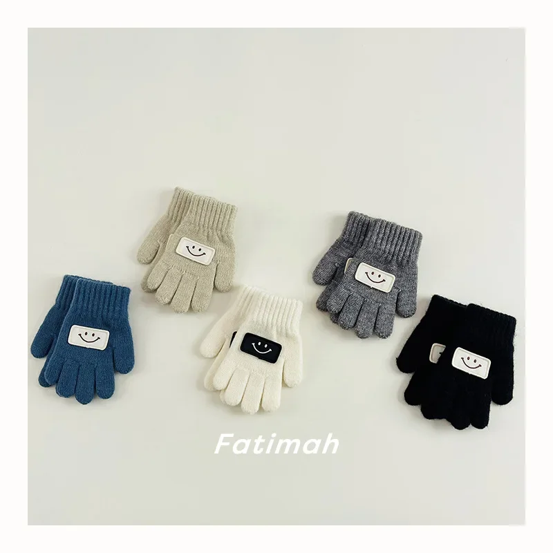 VersatileSimple Children's Gloves Warmknit Knitted Winter Outing Baby Mittens Unisex Korean Style Cozy Kids Handwear