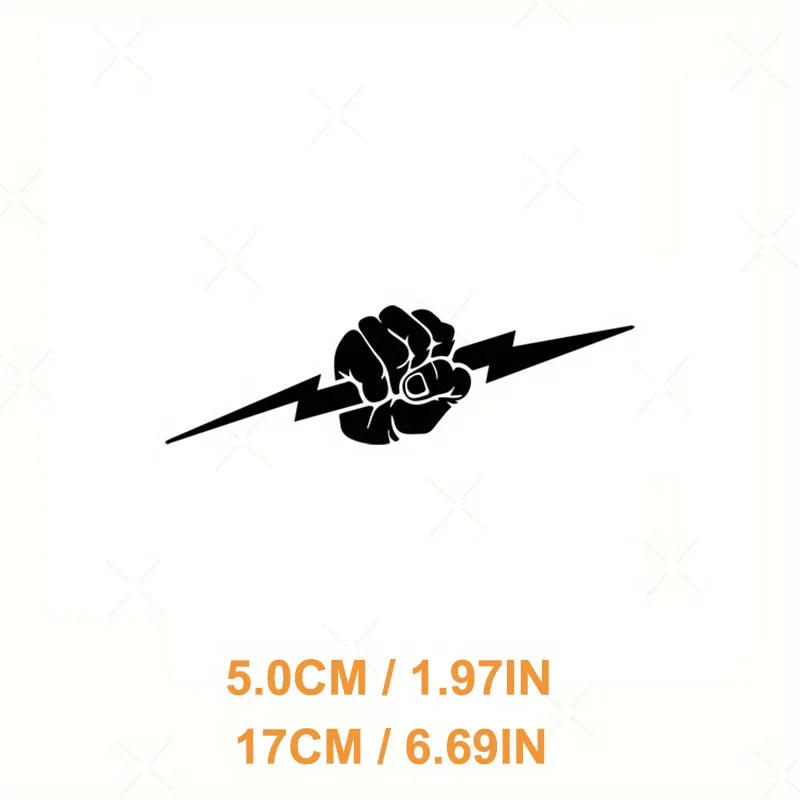 1 szt. Naklejka na samochód z motywem mocnej pięści błyskawicy, wyrazisty design, charakterystyczny dodatek samochodowy dla entuzjastów, odważny wystrój auta