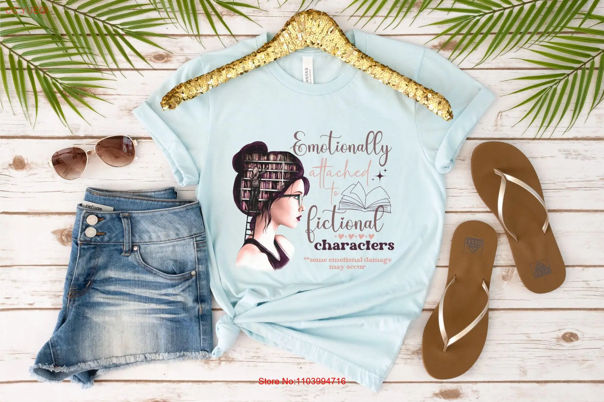 Emozionalmente attaccato ai personaggi fiutici Maglietta da lettura divertente Bookworm Book Lover s Bookish maniche lunghe o corte