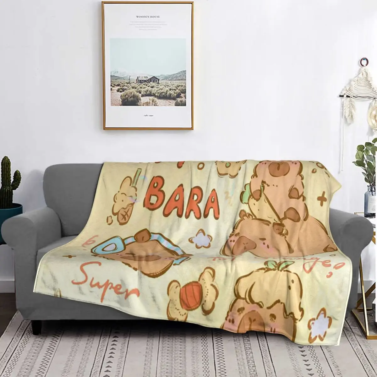 Capybara Blanket Soft Warm Flannel Throw Blanket Plush for Bed Living room Picnic Travel Home Couch