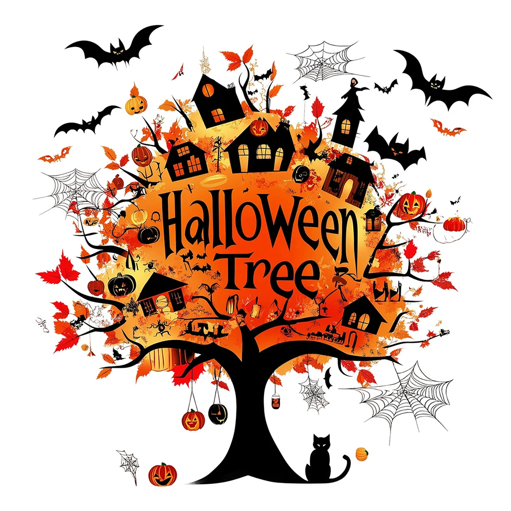 Seasonal Halloween Window Stickers for Walls and Glass Tree Horror Decoration Suitable for Various Locations and Surfaces