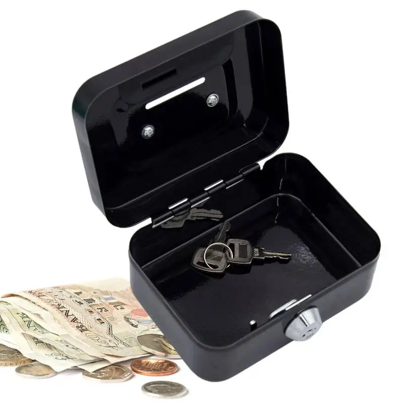 Money Safe Box Lockable Cash Box With Key Metal Key Money Bank Safe Lock Money Bank Metal Coin Bank Portable Sturdy For kids