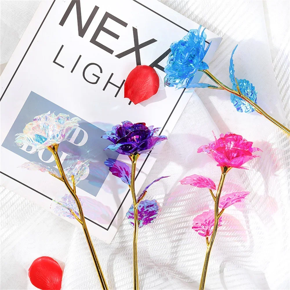 1/10 szt. Sztuczna folia kwiatowa kwiat róży prezent na walentynki trwa wieczna miłość kwiat dla żony 24k złota pozłacane róża