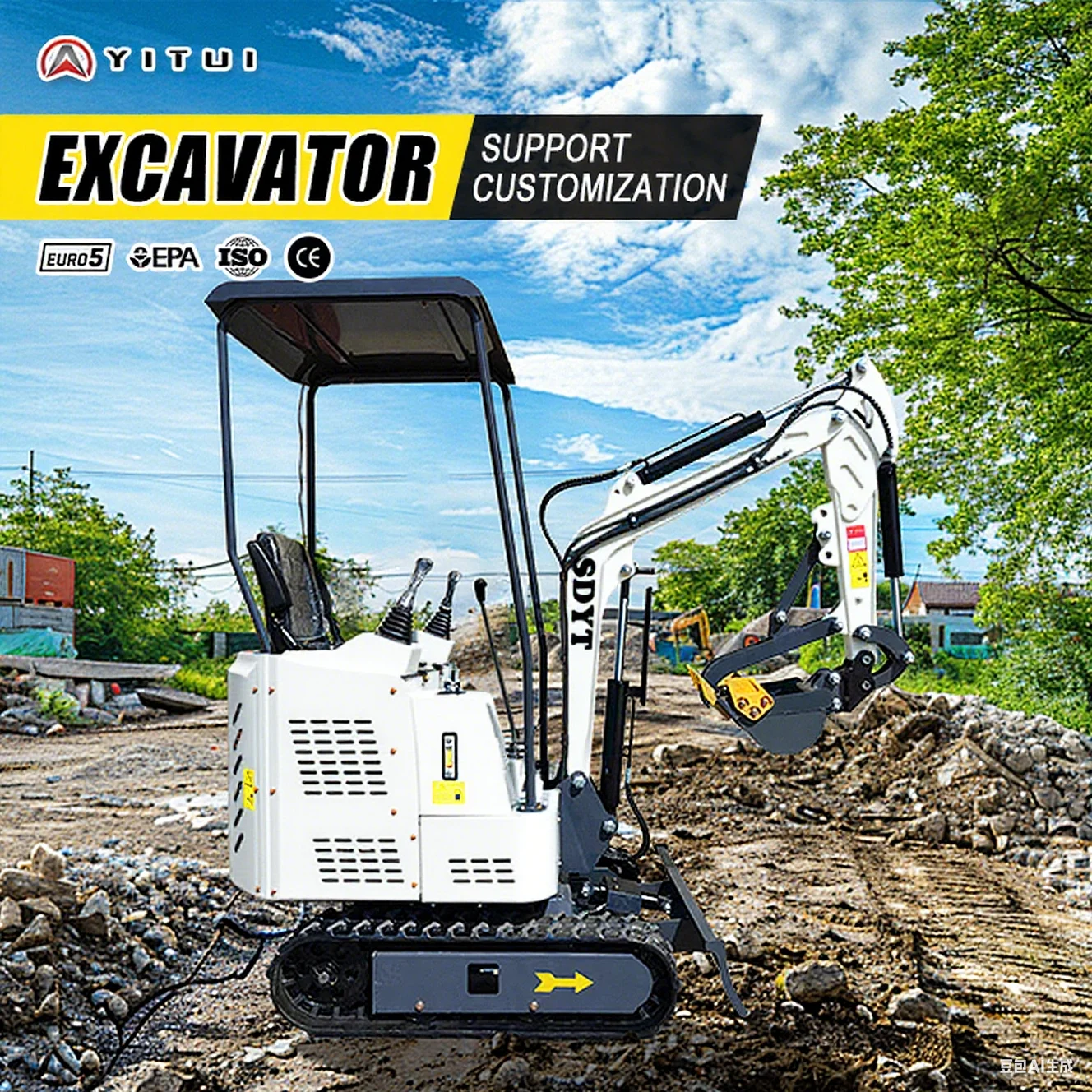 Multifunctional Mini Excavator 1.2 Ton Crawler Digger – Diesel-Powered With Attachments For Digging Loading Customized