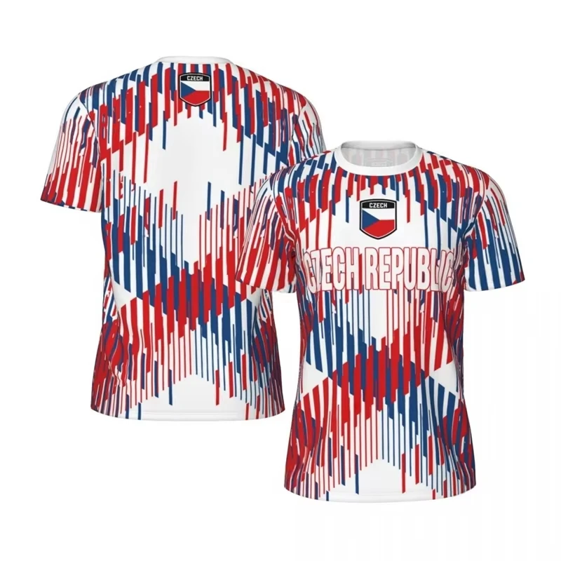 Czech Republic Flag Football T Shirts For Men Fashion Summer National Emblem 3D Printed Jersey Casual Quick Dry Breathable Tees