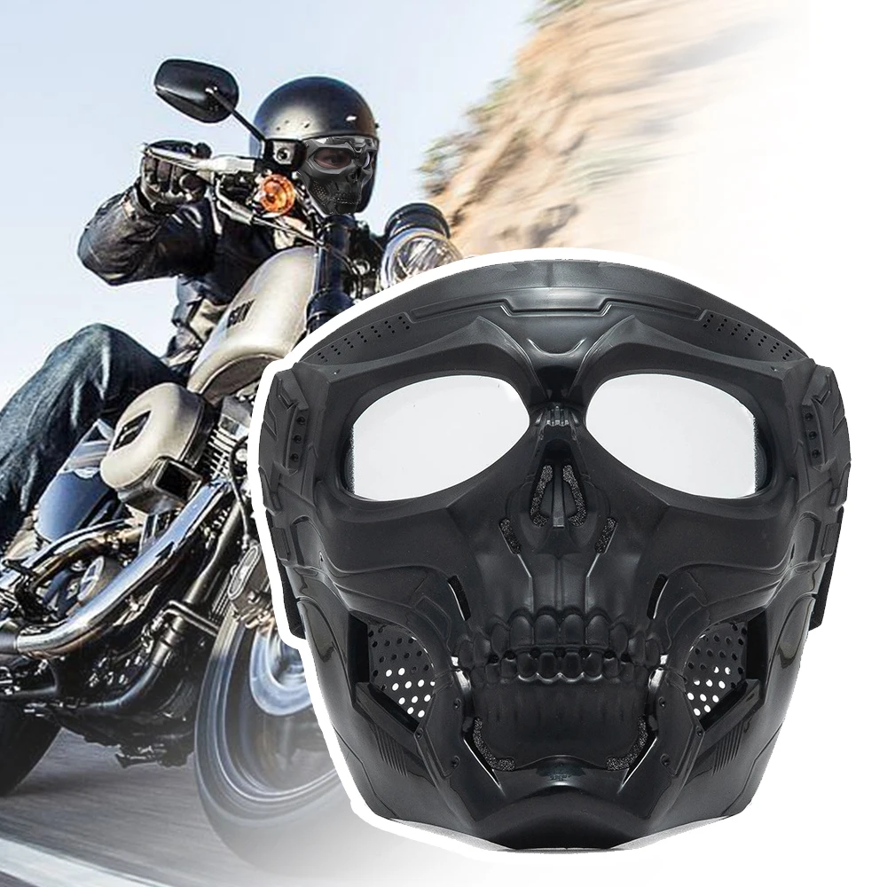 Maschera teschio maschera moto bicicletta equitazione antivento maschera protettiva scheletro integrale occhiali colorati bicicletta tattica