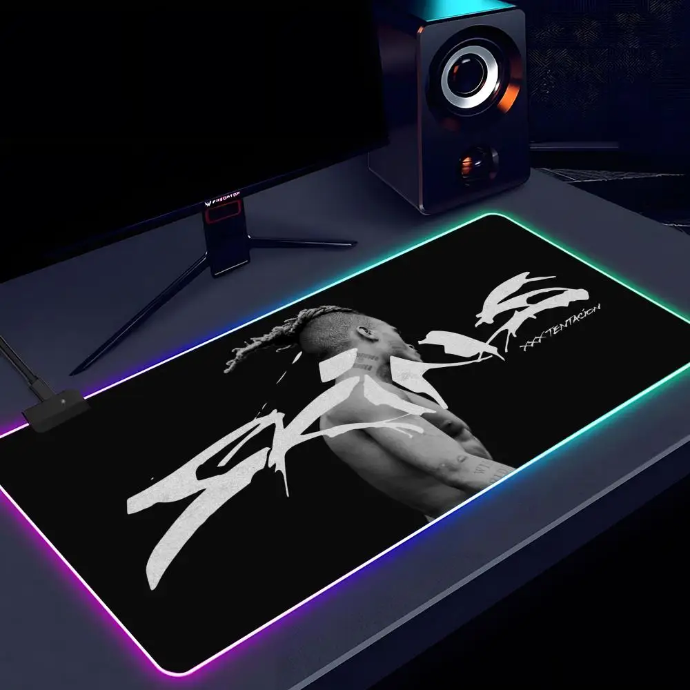 Imagem -03 - Rgb Rapper x -xxxtentacion Mouse Pad Antiderrapante Tapete de Mesa Extra Grande Luminous Office Mouse Pad 1000x500 mm