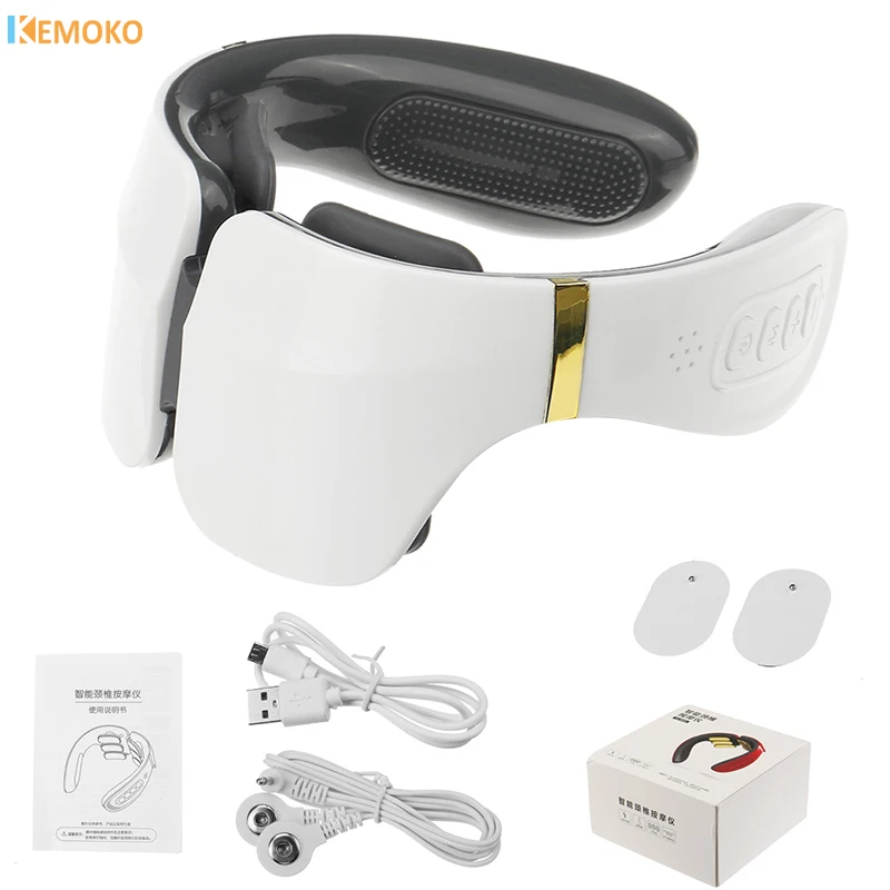 4 Modes Neck Electric Back Massager Pain Relief 15 Level Strength Kneading Vertebra Muscle Hammer Electric pulse Heating Therapy