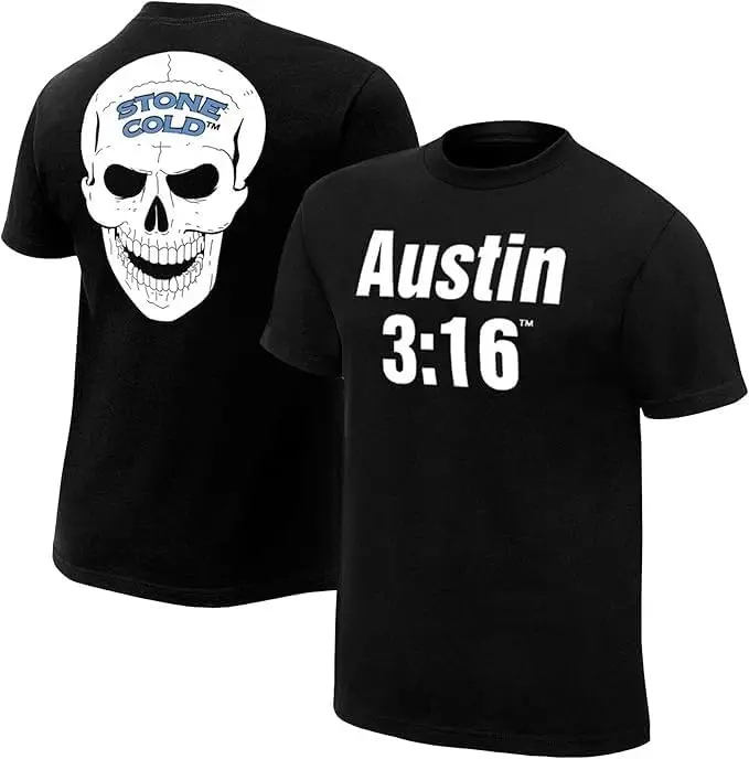 Stone Cold Shirt, Stone Cold Graphic Tshirt, Austin Wrestling Shirt, Austin 3:16 Smoking Skull Front Back T-Shirt
