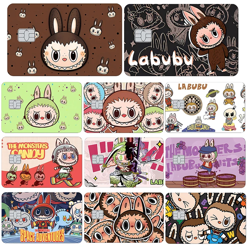 Kawaii Labubu The Moster Zimomo Poker Sticker Film Tape Skin for Credit Card Debit Card Kt Cat Waterproof Stickers Small Chip