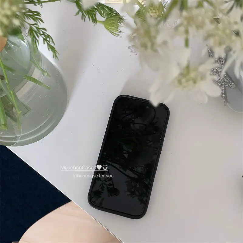Funda coreana minimalista con lunares blanco y negro, diseño lindo para iPhone 17 16 15 14 13 12 11 Pro Max Plus, estilo Y2K 4