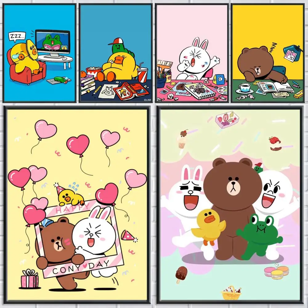 

L-Line Town B-Brown and Friends Poster Holiday Gifts Designed For Home Restaurant Office Space Corridor Wall Art