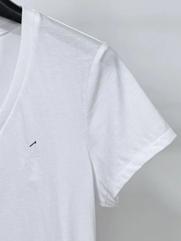 Bawełniana bluzka damska z dekoltem w serek, codzienna letnia, uniwersalna, prosta, w stylu amerykańskim, wygodna, oddychająca, odprowadzająca pot...