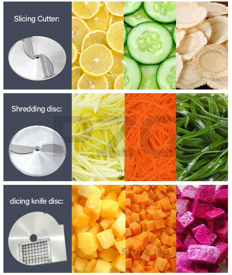 3 Sets Blade Industrial Onion Potato Carrot Cabbage Cutter Machine Kiwi Fruit Apple Mango Vegetable Dicer Cutting Machine Food