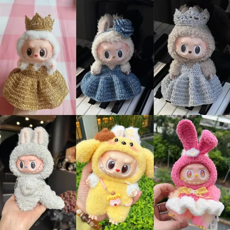 

New Labubu Doll Cute 17cm Macaron Vinyl Face Replacement Outfit Anime Cosplay Costume Accessories Collectible Doll Clothes Gift