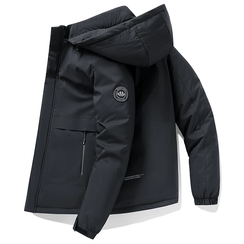 Chaqueta acolchada de algodón para hombre, chaqueta gruesa de Color sólido, sombrero desmontable para acampar al aire libre, cortavientos a prueba de frío, ropa de otoño