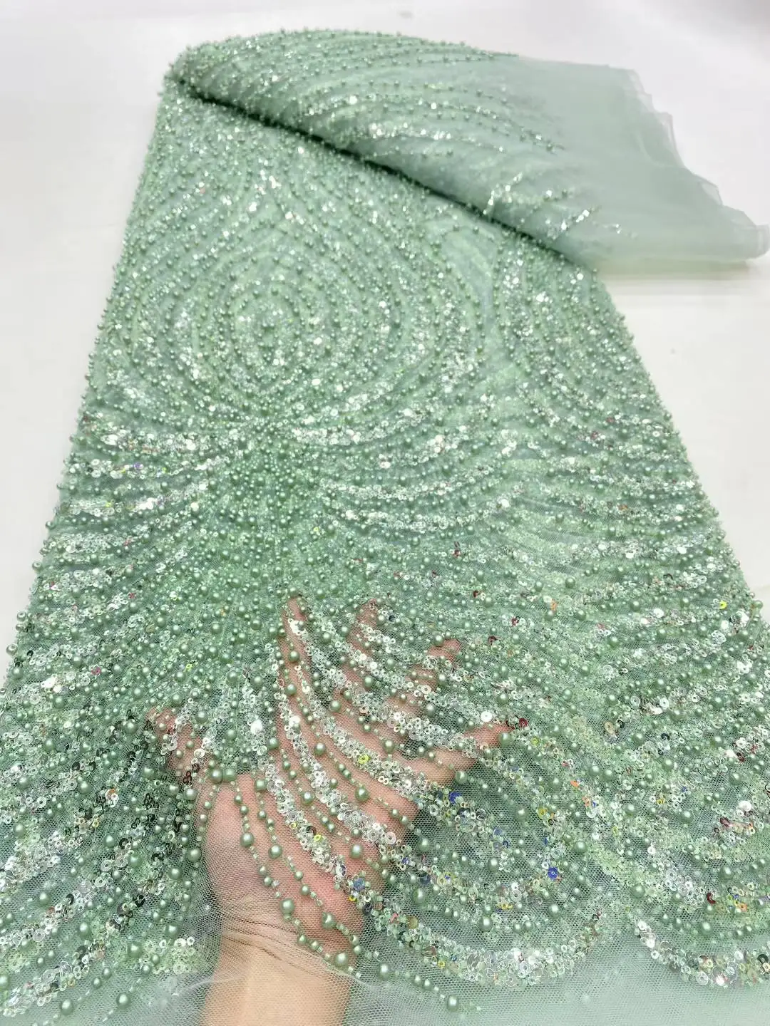 Африканский бисер, высокое качество, нигерийские блестки с жемчужным кружевом, французский тюль, кружевная ткань для шитья вечерних платьев