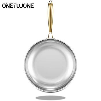 316 Stainless Steel Frying Pan Steak Pot Uncoated Kitchen Wok Non-stick Skillet Fried…