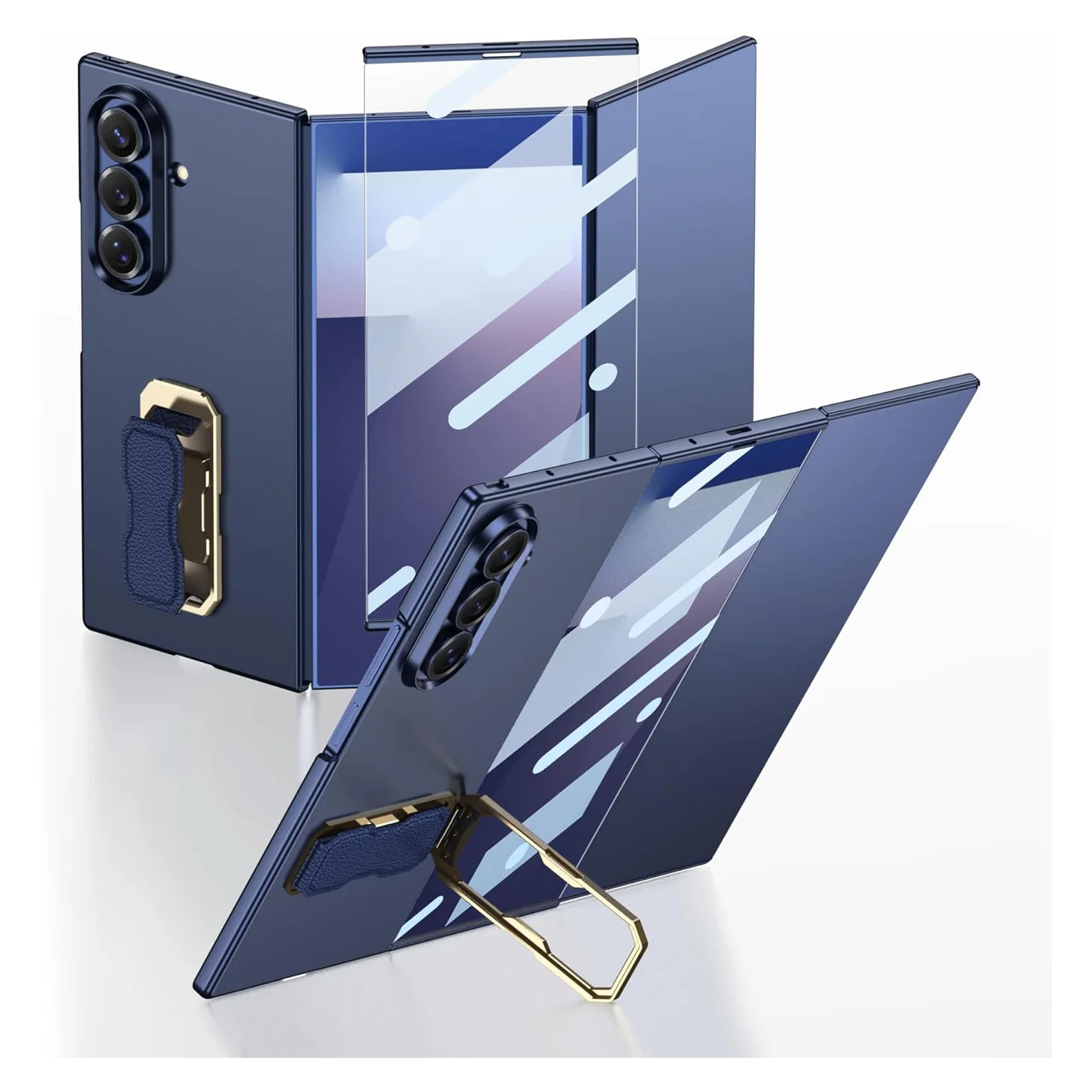

For Samsung Galaxy Z Trifold Case Shockproof with Built-in Screen Protector Rotating Kickstand Charging Port Access