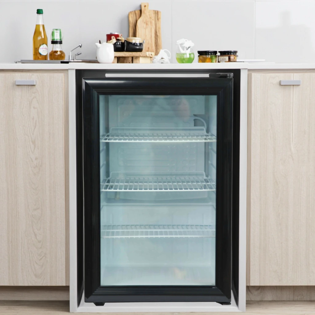 59L French Door Portable Air Cooling Refrigerator Drink Chocolate Cooler for Car & Hotel Use Battery Powered Mini Fridge