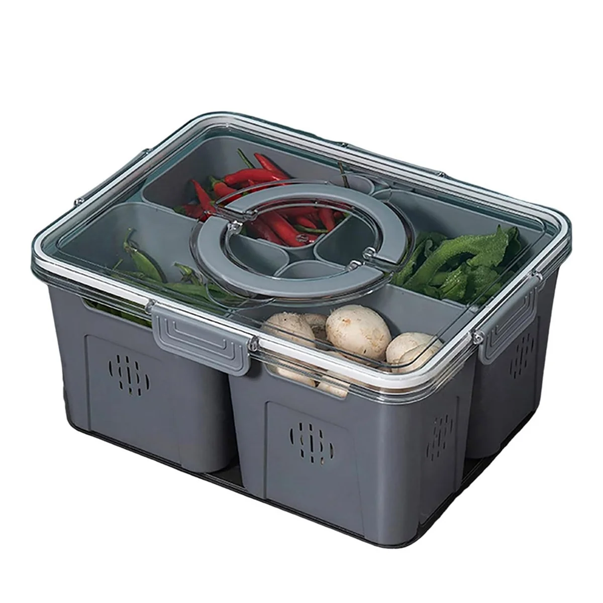 Fridge Organizer with Lids,Stackable Refrigerator Organizer Bins, Removable Containers for Food and Storage Grey