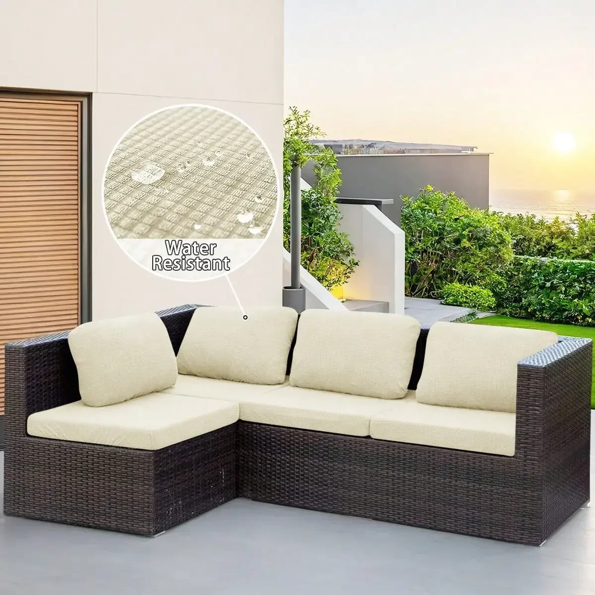 1pc Water-Reststant Polar Fleece Outdoor Sofas Covers, 230gsm Sofa Cushion Cover, Multiple Colors Available