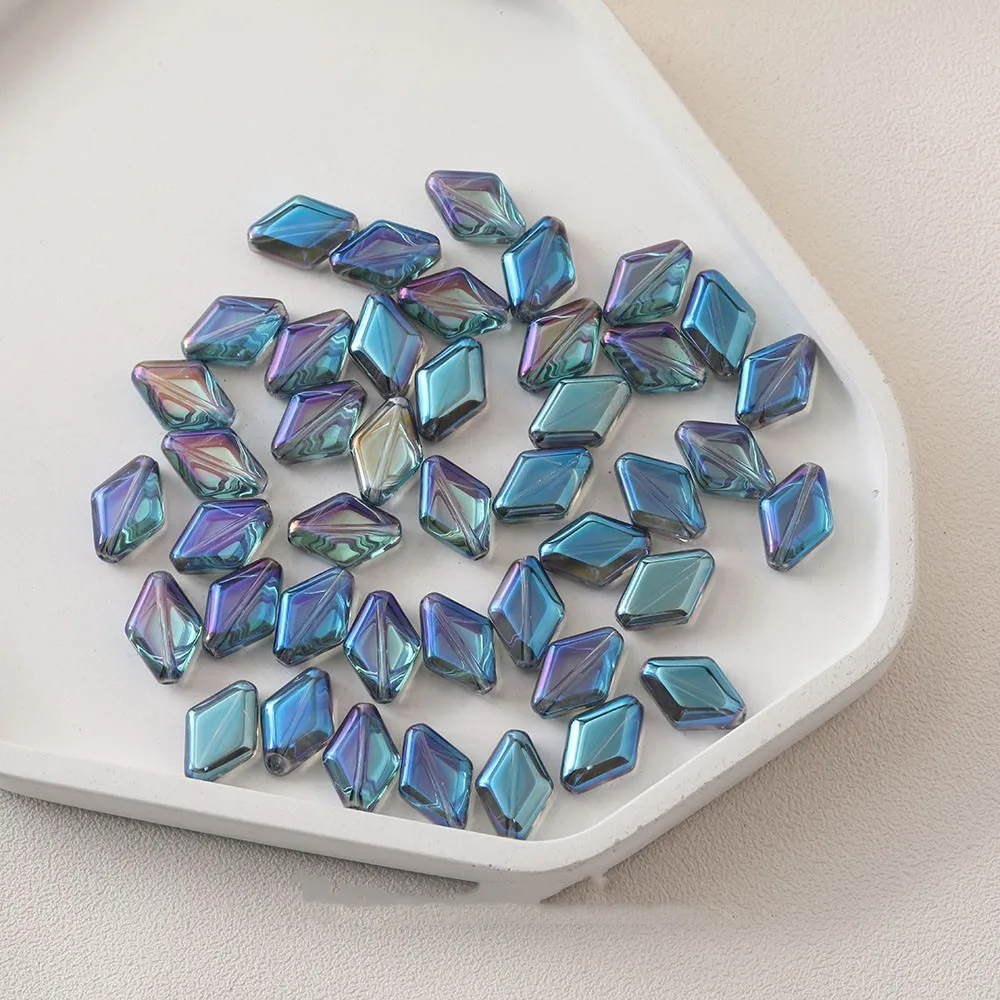 20Pcs 10x15mm Czech Glass Bicone Beads Electroplated Color Rhombic Crystal Beads Handmade Diy Crafts Pendant Rings Accessories