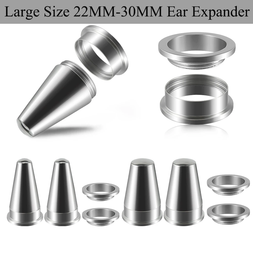 1 Set Unisex 2 In 1 Surgical Steel Fit Interchangeable Taper Plug Earlets Piercing Ear Expander Inner Screw Back Gauge 22mm-30mm