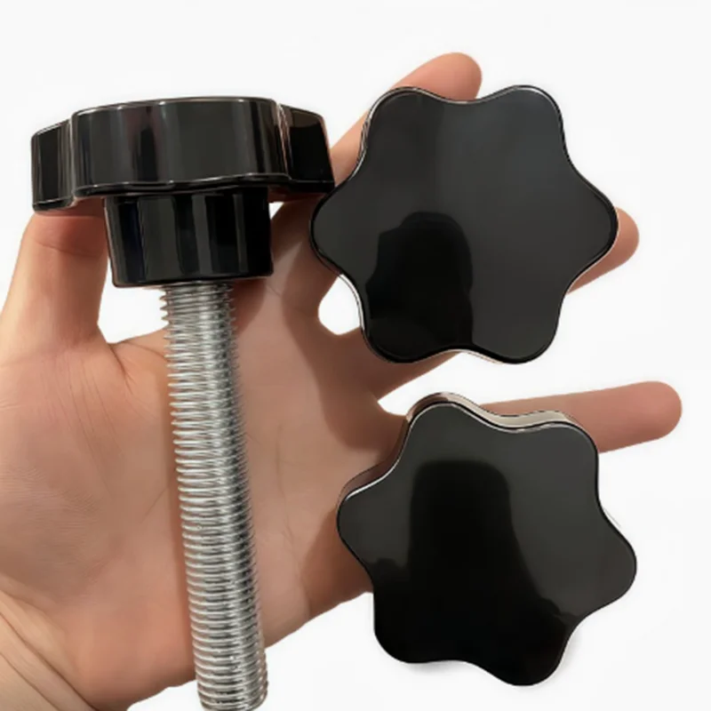 2/5/10Pcs  Head Diameter 25mm Hex Star Knob Male Thread Clamp Knob Screws M4 Hand Tighten Release Screws for DIY Industrial
