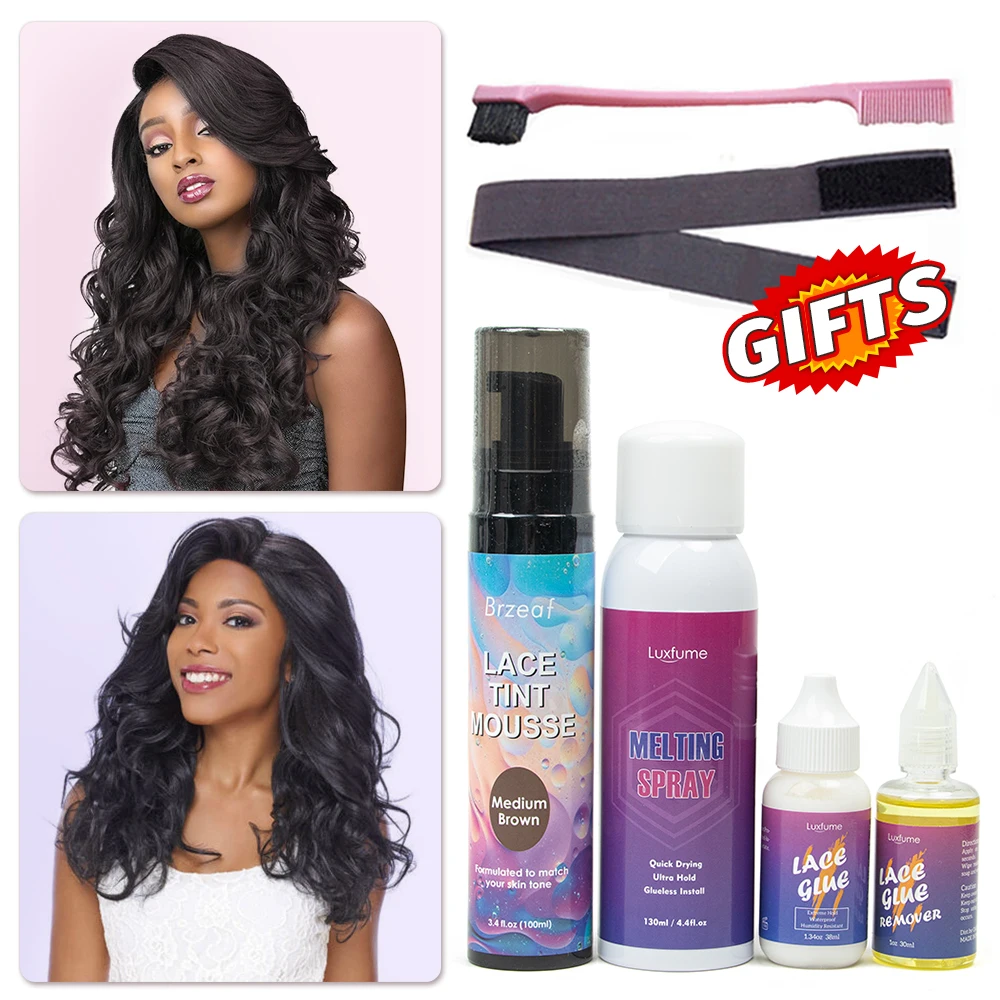 waterproof wig glue kit with everything adhesives glue for lace front wig glue Lace tint mousse edge control wig accessories