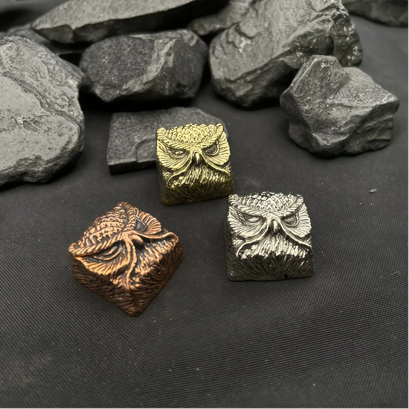 Owl Themed Keycap Original Pure Copper Personalized Metal Material Cross Axis Hole Single Piece Secondary Molding Process Cool