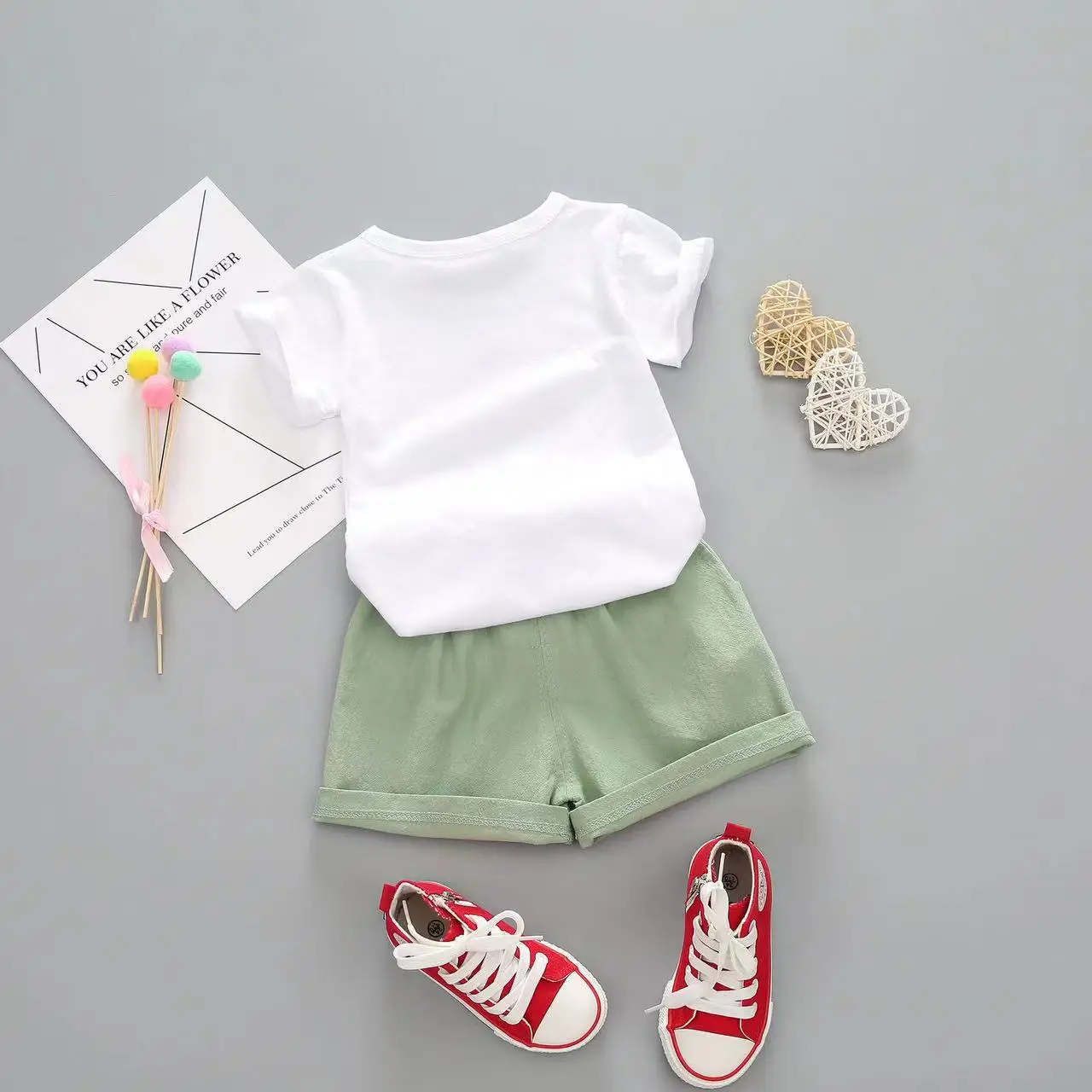 2024New Summer Girls Clothing Set 2pcs Tracksuit Children Cotton Suit kids Cartoon Outfits Short Sleeve Baby Girls Clothes Sets