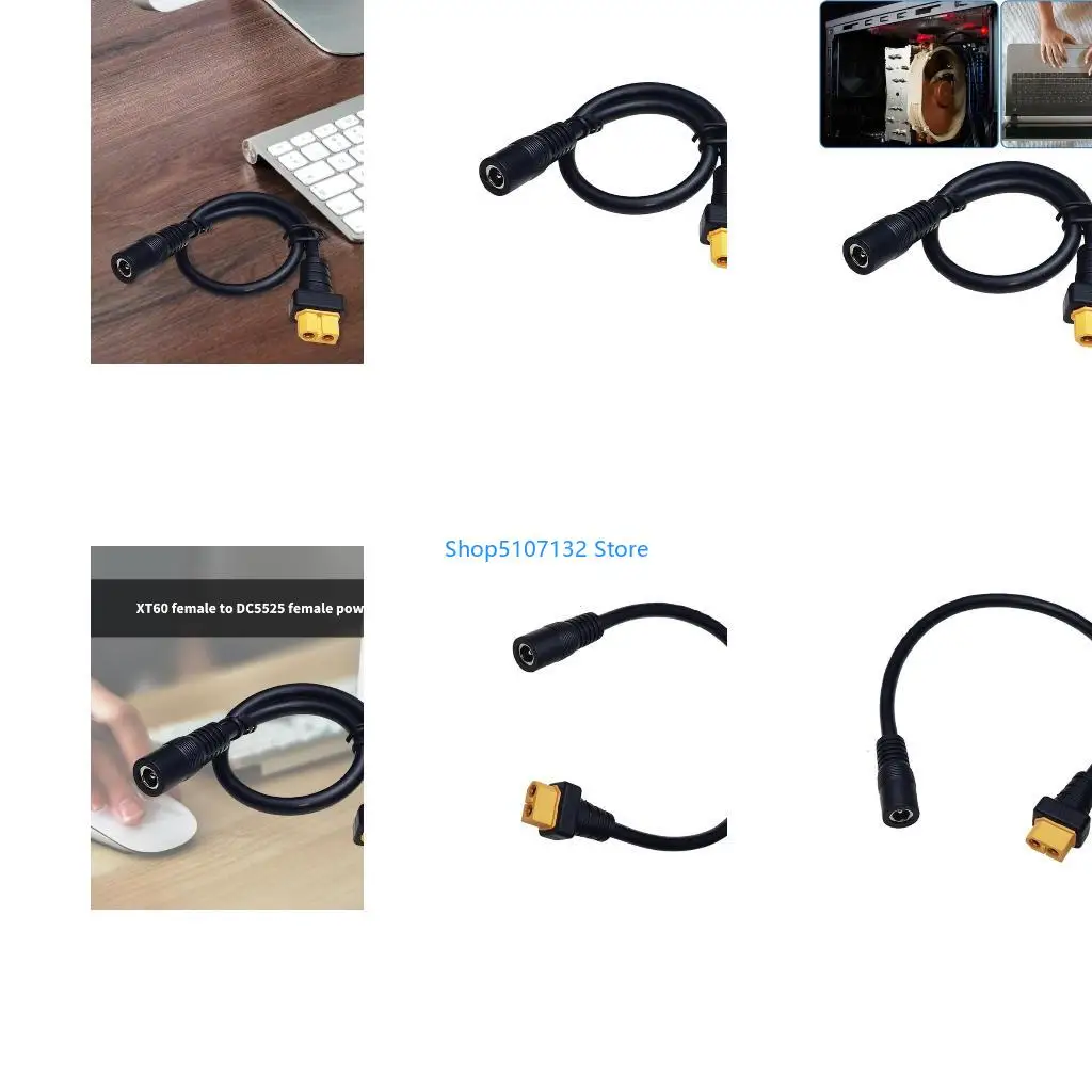 87HD 30cm DC5525 Female to XT60 Female Power Adapter Cable for Solar Panel and Outdoor Energy Storage
