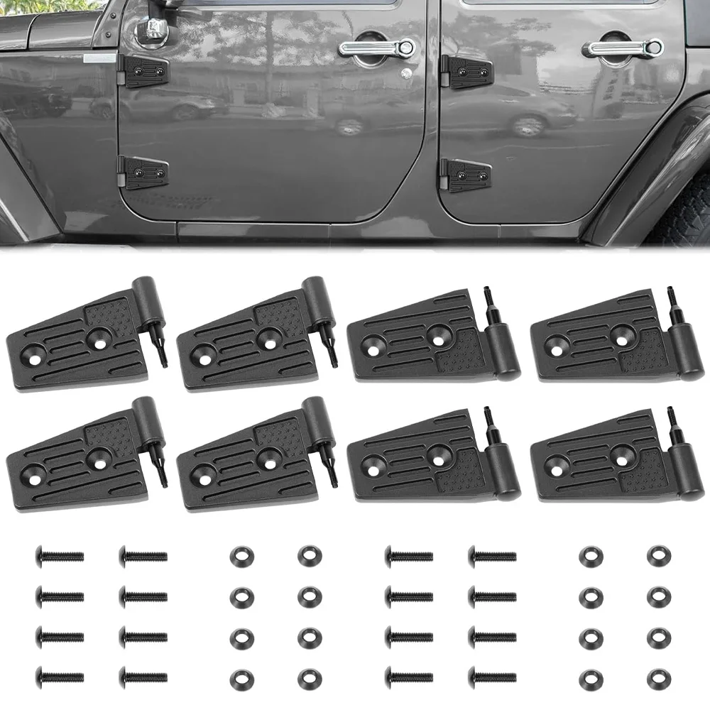 Door Hinge Kit Exterior Accessories for Jeep Wrangler JK JKU Sport Rubicon Sahara X Unlimited 2007-2018 (Aluminum Alloy 8PCS)