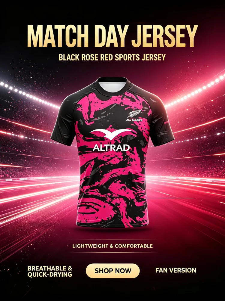 Camiseta de Rugby Picton All Black Pluma Match de manga corta, cuello redondo, secado rápido, para fitness al aire libre, para niños y adultos