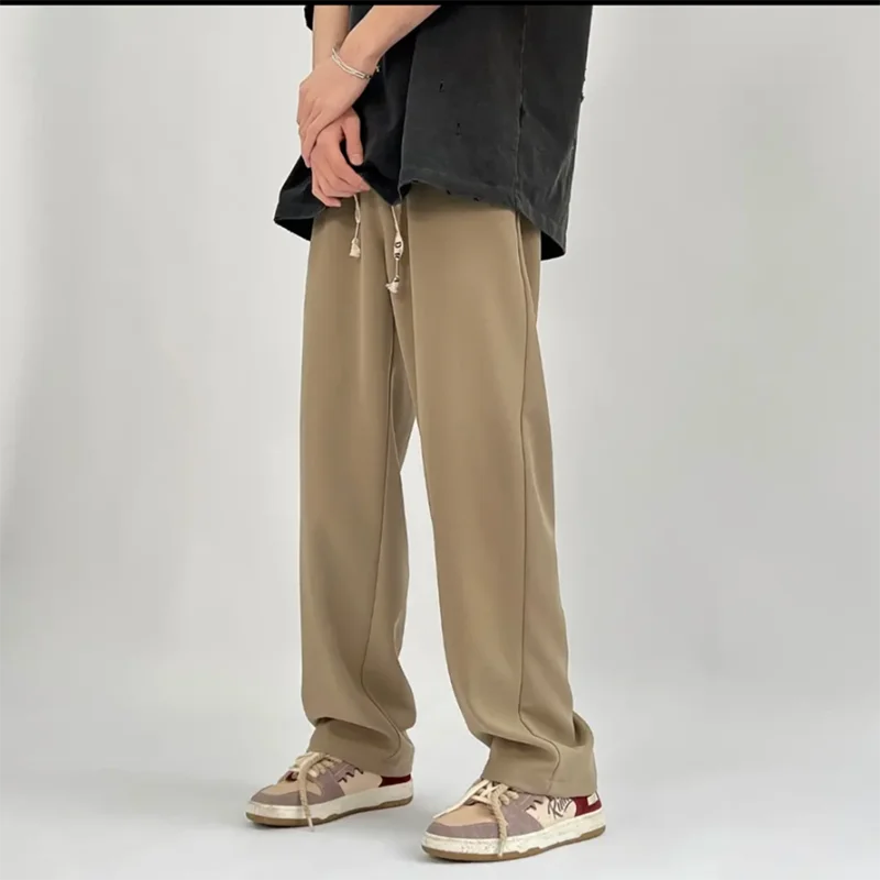 

American Sle Coffee Color Men's Summer Loose Straight Leg Drapey Tall Extended Casual Long Pants High Street Trend Brand