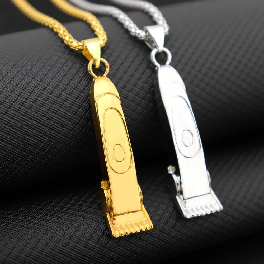 

Vintage Barber Haircut Shaver Long Men Necklaces Pendant Chain Punk for Boyfriend Male Female Jewelry Creativity Gift Wholesale