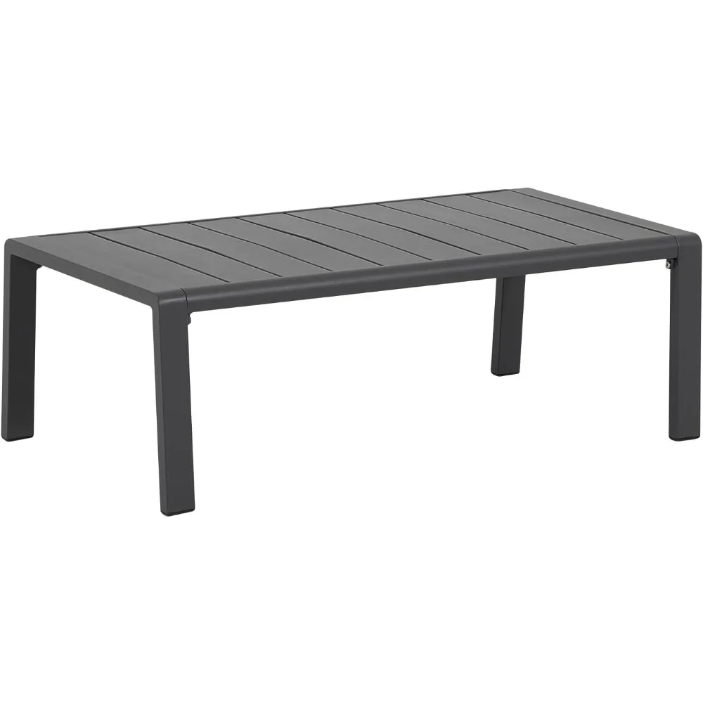 

Aluminum Outdoor Patio Coffee Table, All Weather Outdoor Metal Coffee Table, Modern Rectangle Coffee Table, Slatted