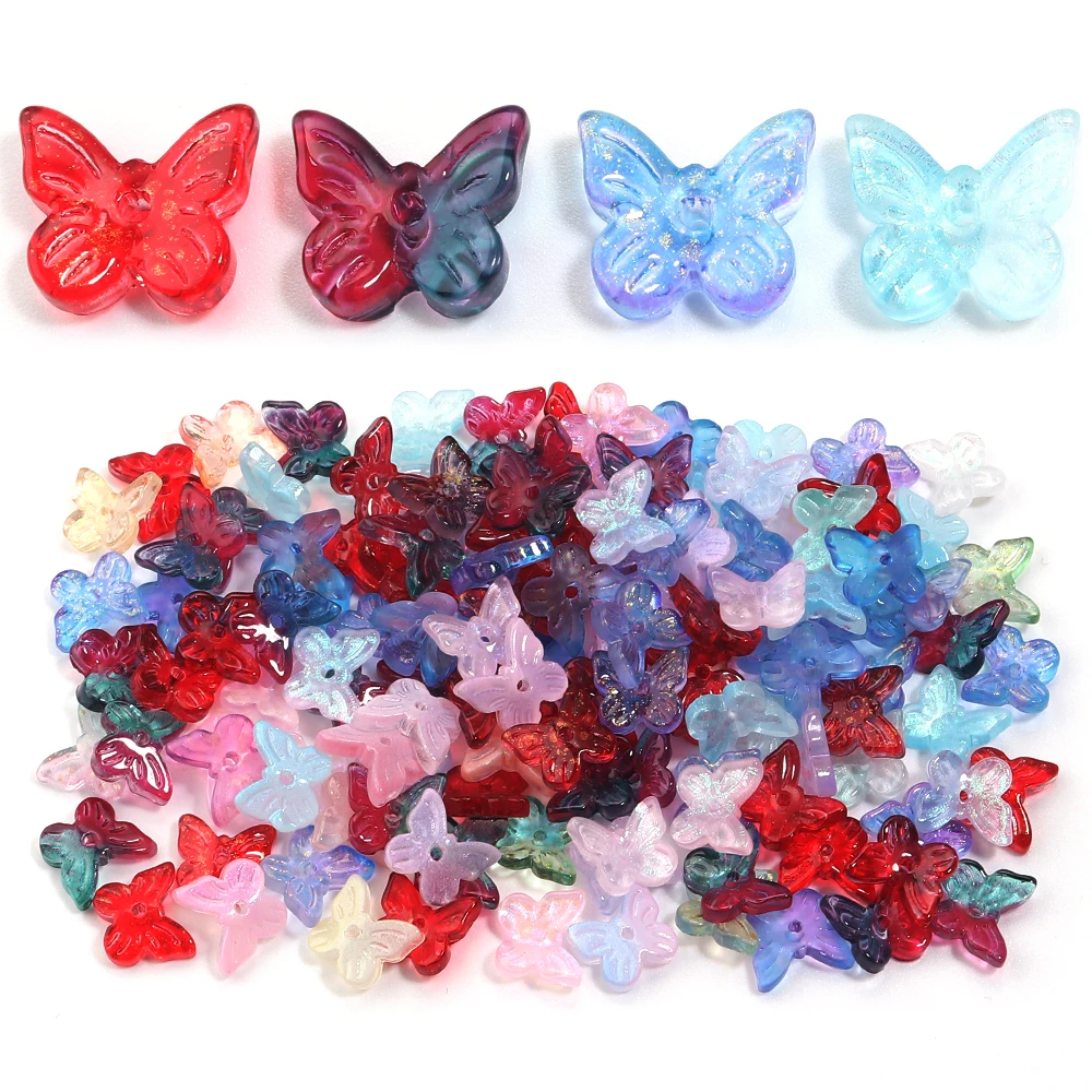 50 teile/los Bunte Schmetterling Tschechische Glas Perlen Lampwork Spacer Perlen Für Schmuck Machen DIY Armband Kleidung Kopfbedeckungen Erkenntnisse