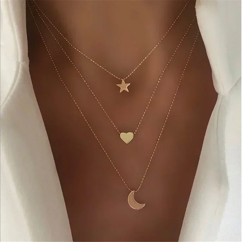 Delysia King Retro Simple Star Moon Love Pendant Necklace